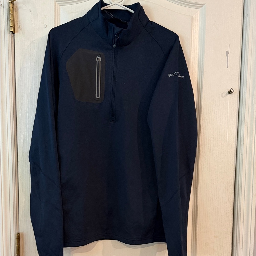Eddie Bauer Navy Half-Zip Performance Jacket with Chest Pocket